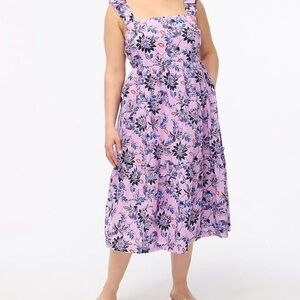 J Crew Factory Square Neck Midi Dress Women’s 14 Lilac Purple Floral Spring NWT